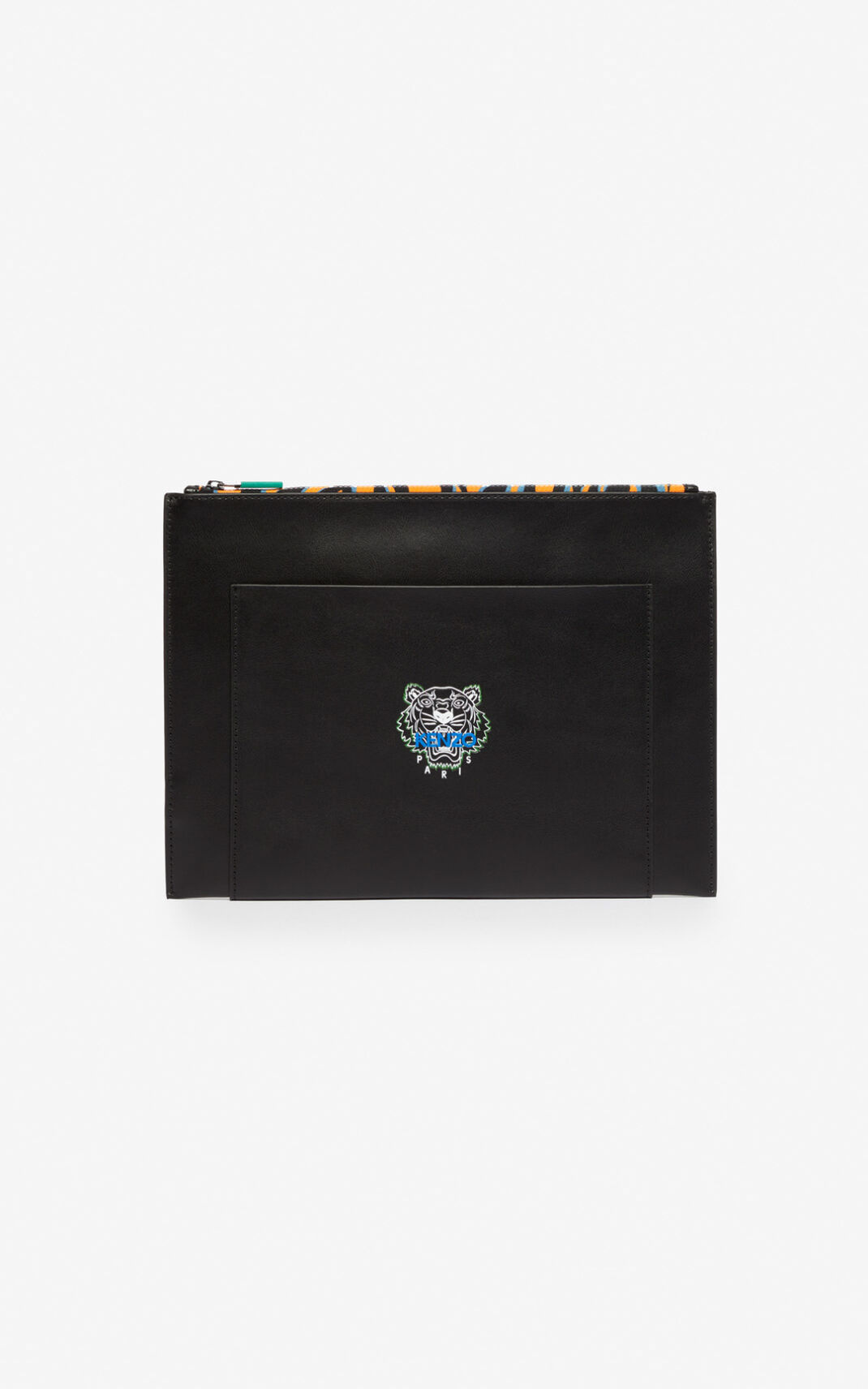 Kenzo Tiny Tiger A4 Cuero Clutch Mujer Negras | 7496820-AC